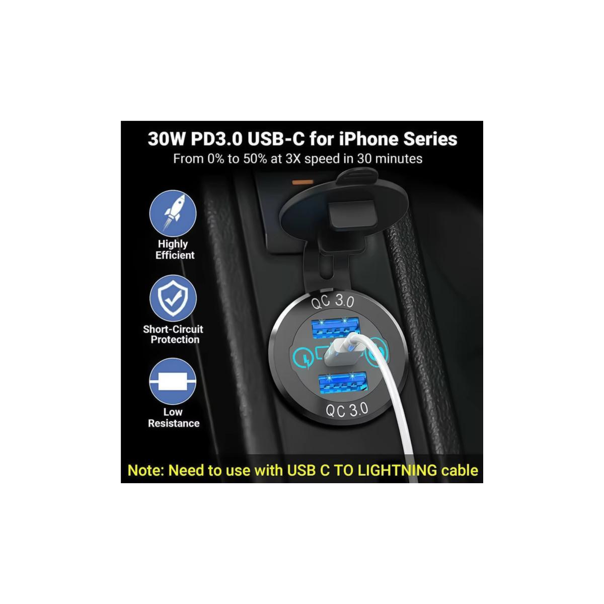 8Mm Marin Pano Tipi 8-32V 2* Usb 3.0 / Type C Pd Giriş Şarj Modülü