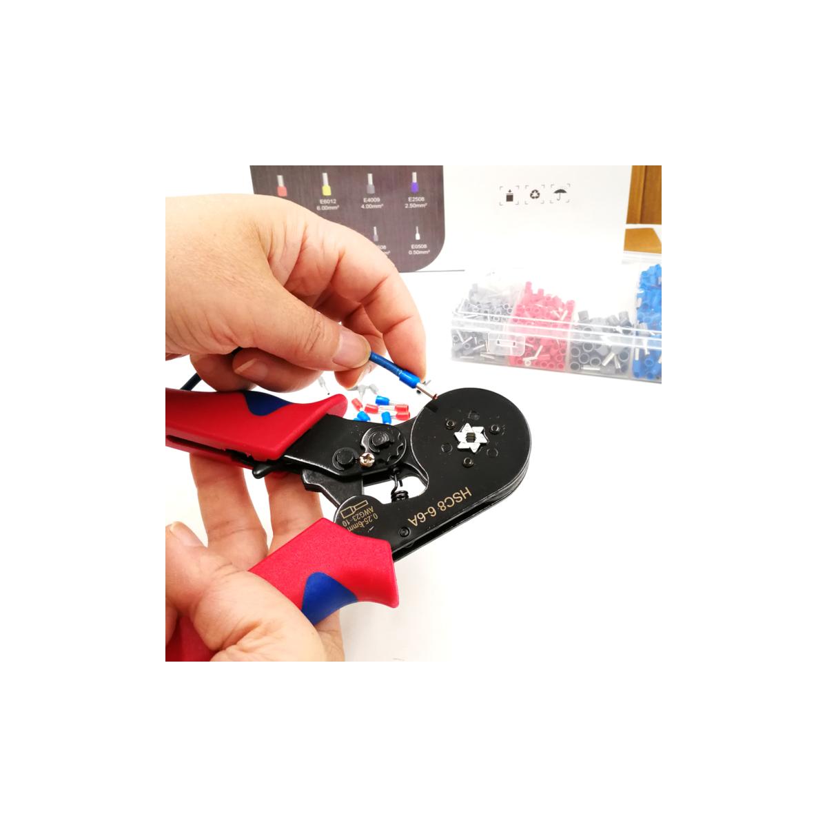 SE-3865-6 Yüksük Sıkma Pensesi.; - HSC8 6-6A ve 0.25-6mm² 23-10AWG Elektrik Teli Yüksük Sıkma Pensesi 340 ADET PAPUÇ HEDİYE