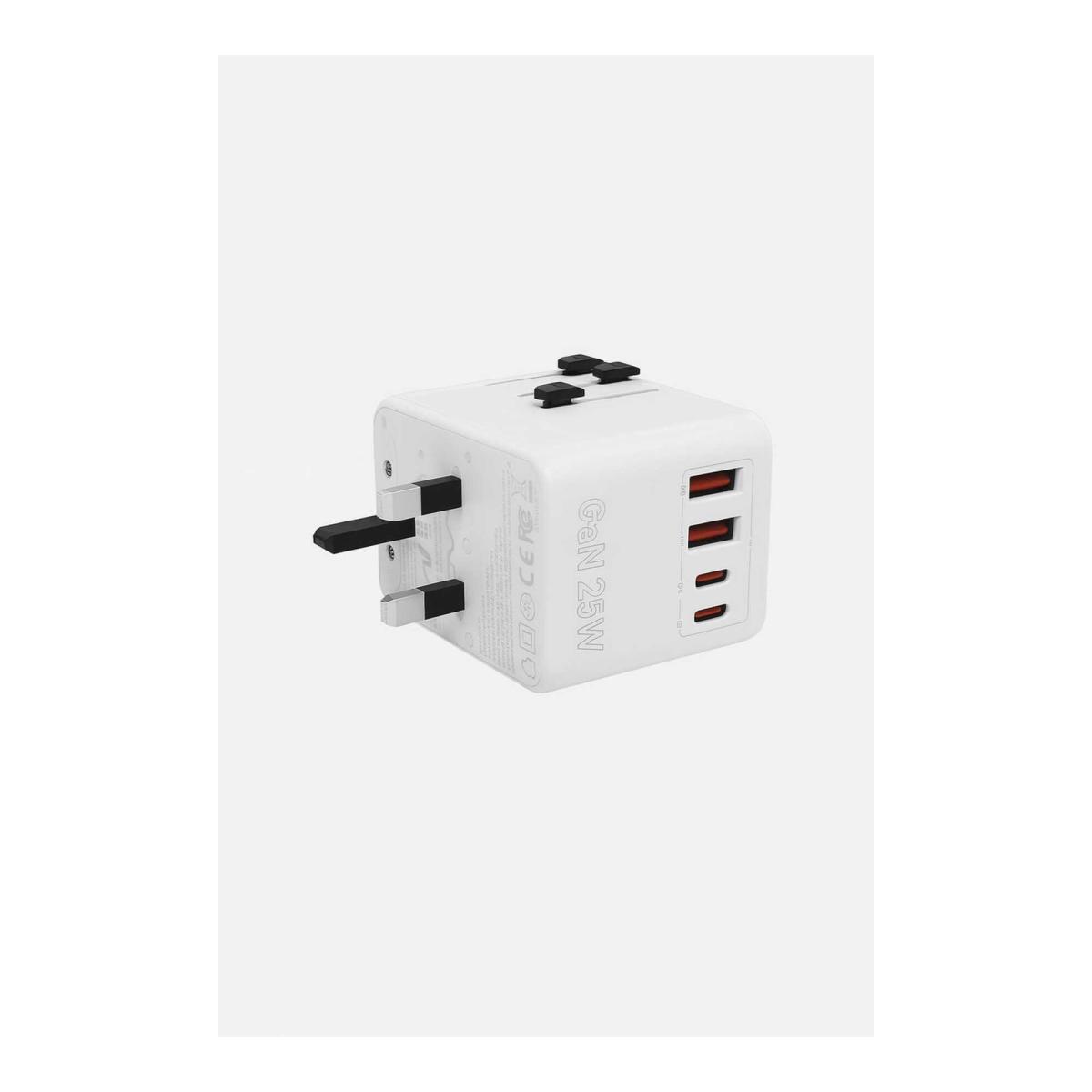 SE-7010 Üniversal Seyahat Adaptörü 2 Usb - 2 Type-c Giriş 25W Hızlı Şarj A-C-F-G Tipi Seyahat Prizi