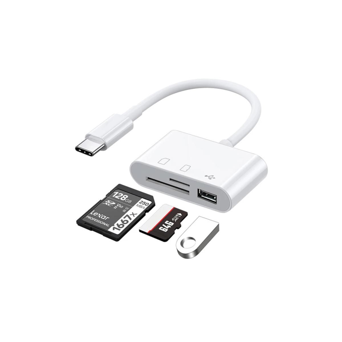 SE-7141 Usb Type C To Sd Microsd Tf Kart Okuyucu Usb 3in1 Çevirici Dönüştürücü Adaptör