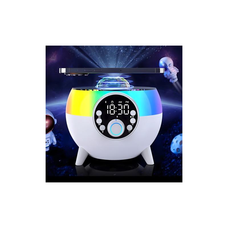 SE-2407 Siyah Rgb Işıklı Çalar Saatli Bluetooth Hoparlörlü Şarj Standı