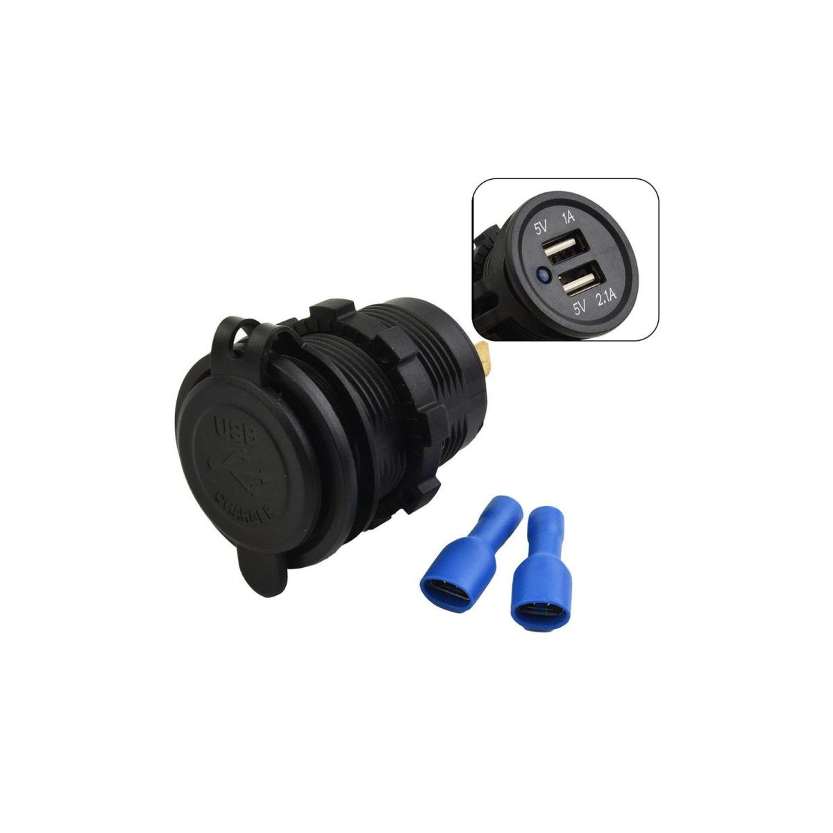 SE-7014 Kapaklı Su Geçirmez 12-24v Çift Usb Tekne Araba Şarj Soketi 2'li 5V/1A - 5V/2.1A USB Şarj