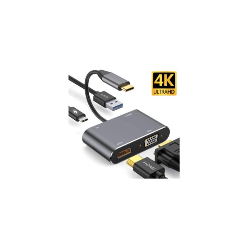 TYPE-C 4 İN 1 HUB ÇOĞALTICI VGA-HDMI-USB-TYPE-C HUB ÇOĞALTICI