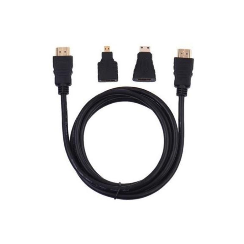 1.5 m 1.4V Hdmi Kablo + Mini Micro Uç 3in1 Çevirici Dönüştürücü Adaptör Kablosu