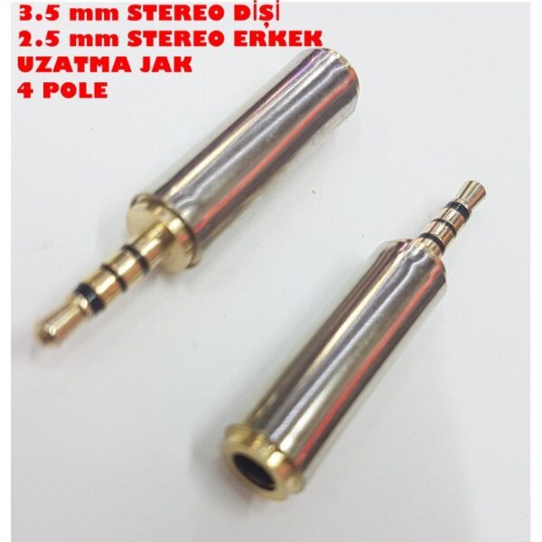 3.5mm dişi - 2.5mm erkek 4 pole ara jak