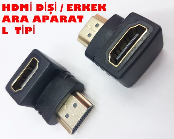 hdmi dişi - erkek l tip aparat