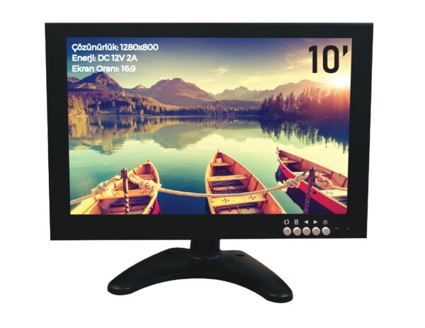 SE-1010IPS 10" HMDI Monitör 10 inç IPS Araç Monitörü HDMI - VGA - Bnc - Av - USB Girişli Monitör - Görsel 4